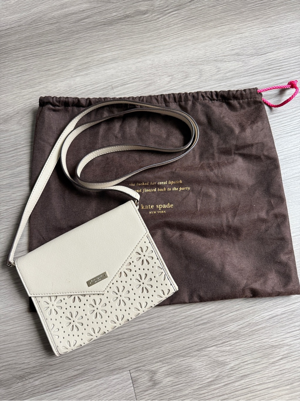 Kate Spade Perforated Floral Crossbody – Cream/Ivory